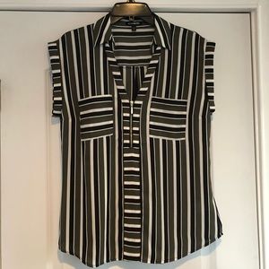SOLD EUC EXPRESS Womens Striped Shirt Green BlackM